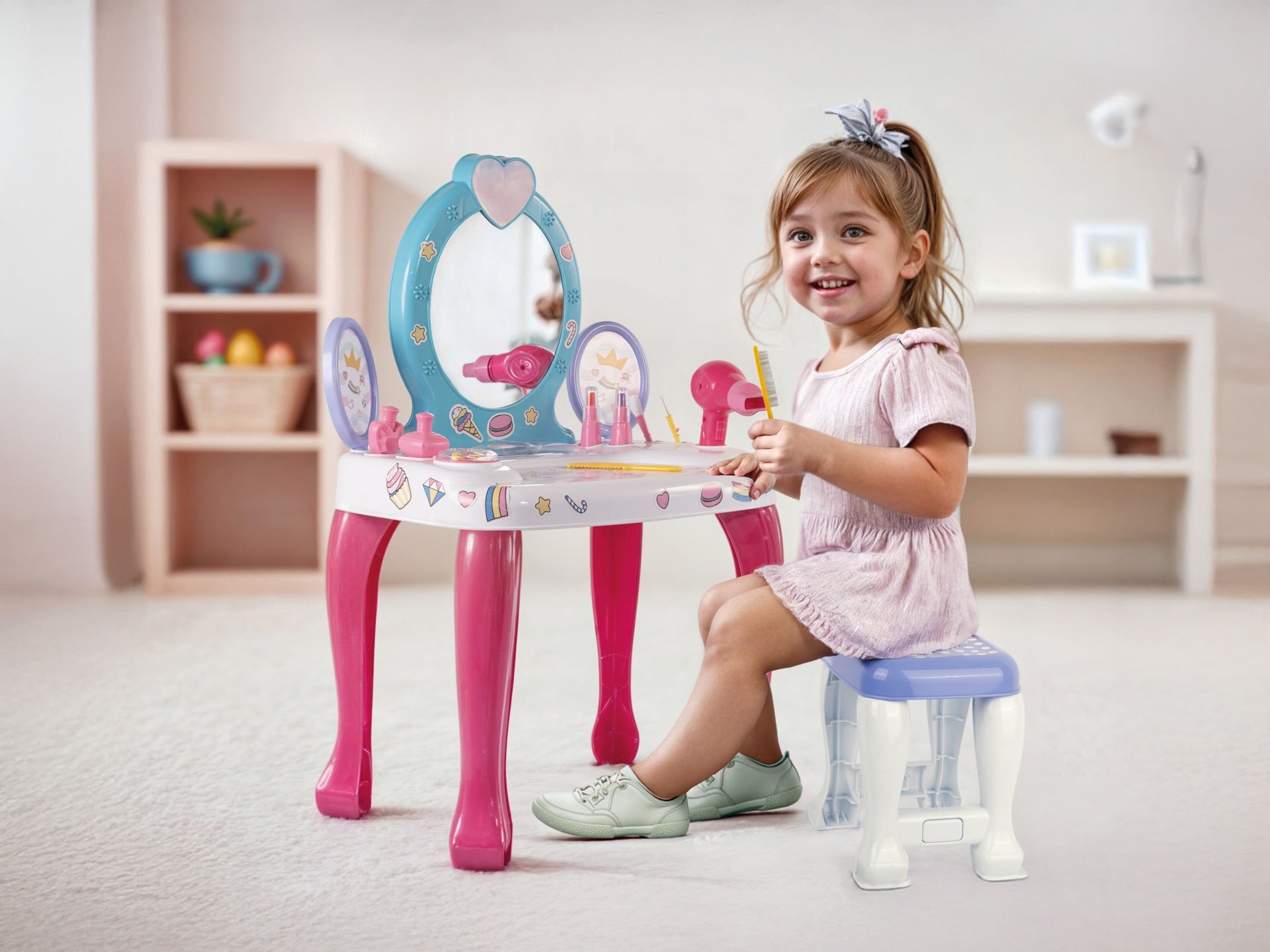 UNICORN MAKYAJ MASASI VE TABURE SETİ